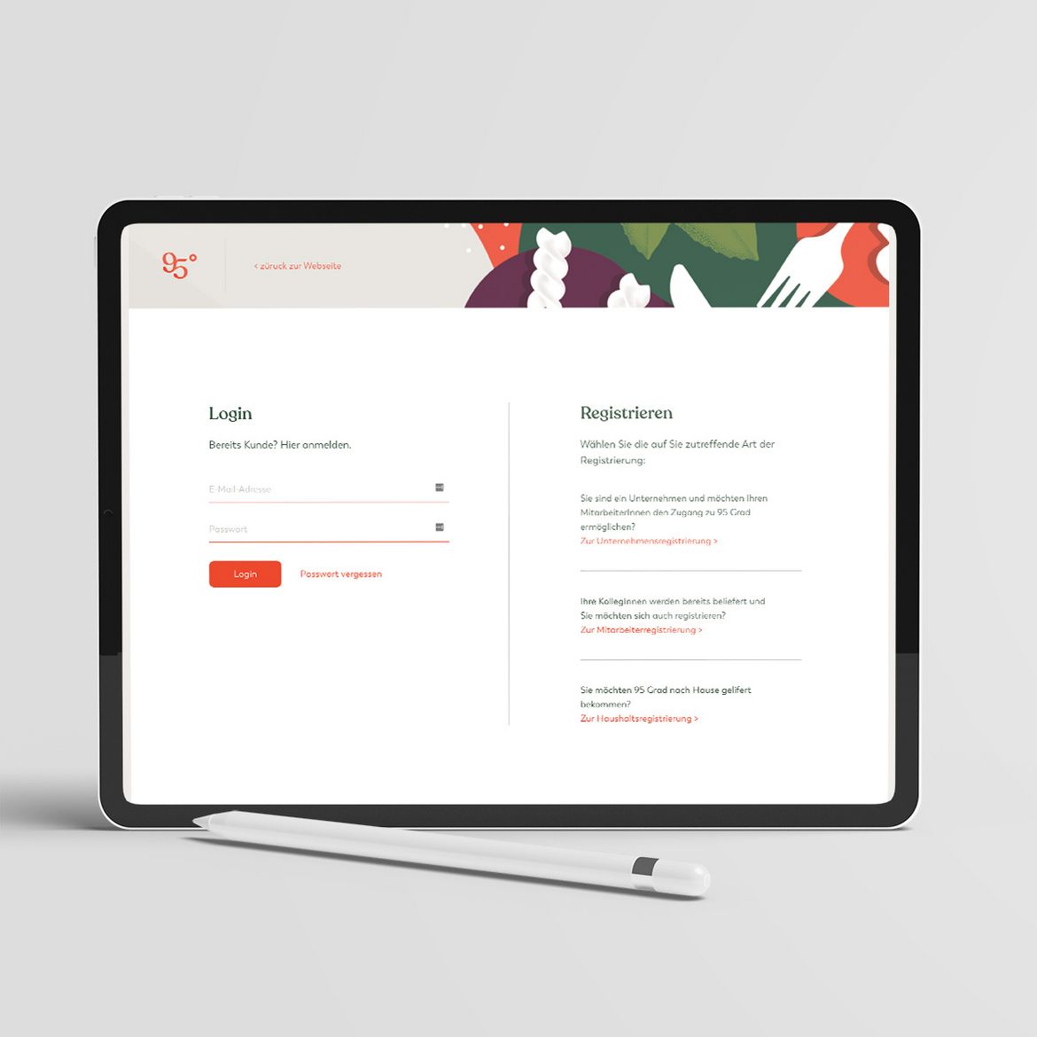 Ansicht der neuen 95Grad Website