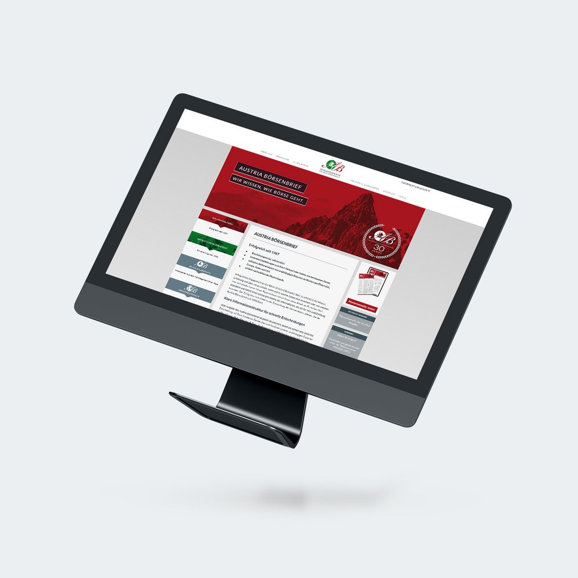 Darstellung der neuen Website von boersenbrief.at auf einem iMac