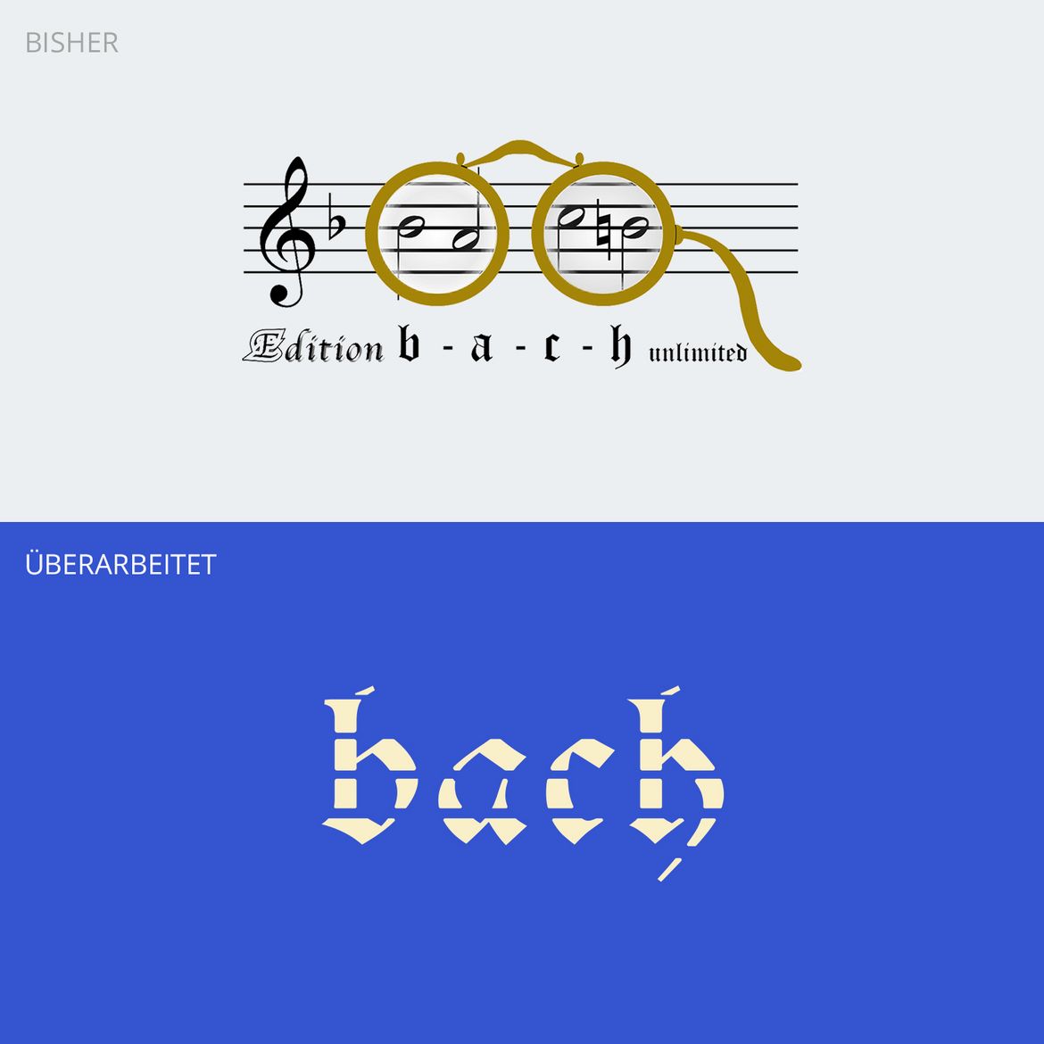 Darstellender Vergleich des alten und neuen Edition bach Logos